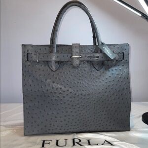 Furla Gray Textured Women's Bag